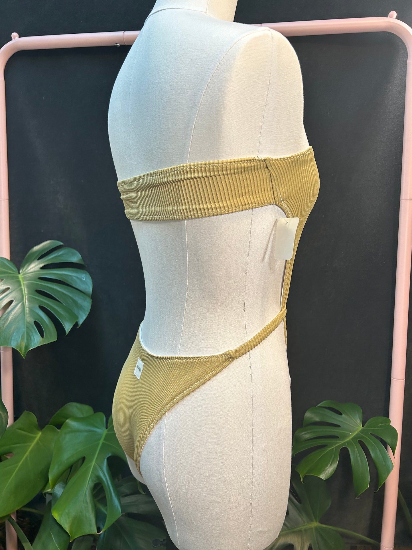 Gold Ribbed One Piece Swim