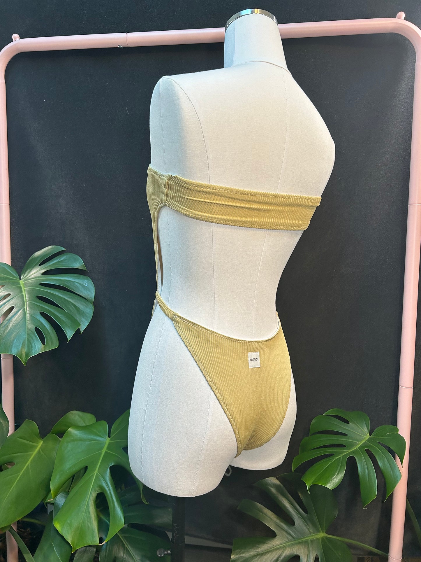 Gold Ribbed One Piece Swim