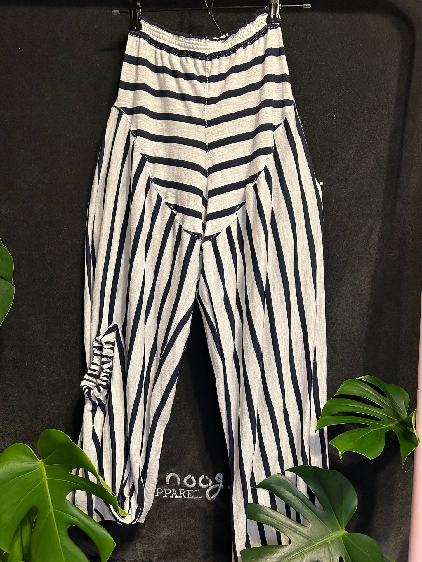 Striped Patchwork Cotton Lightweight Pants