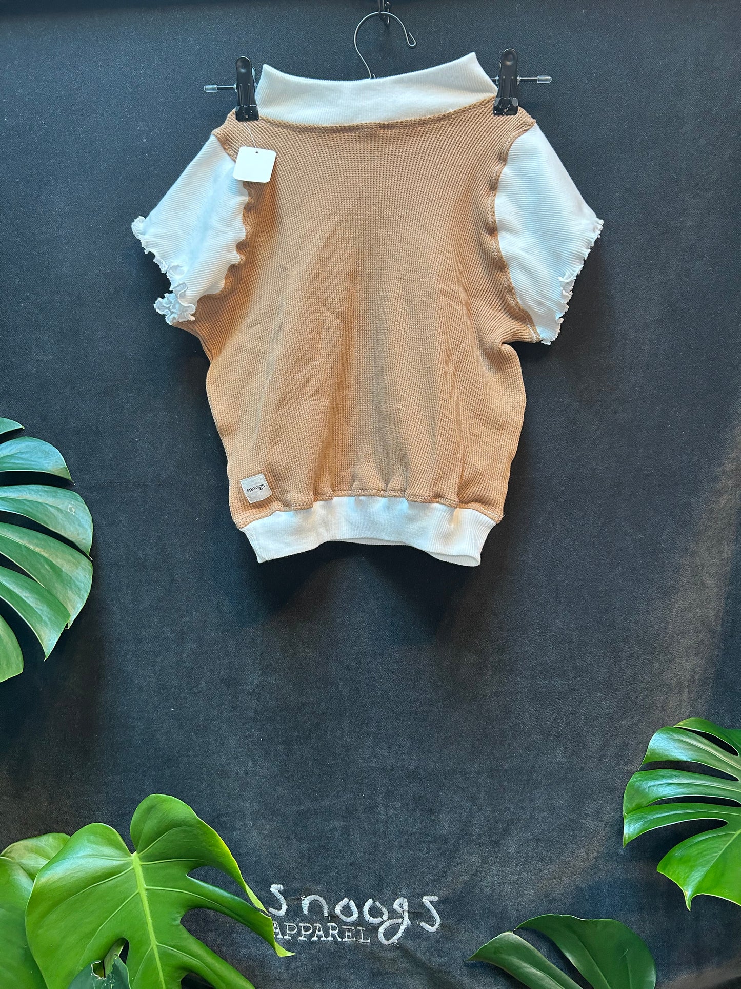 Cotton Waffle Mockneck Lettuce Hem Baby Tee