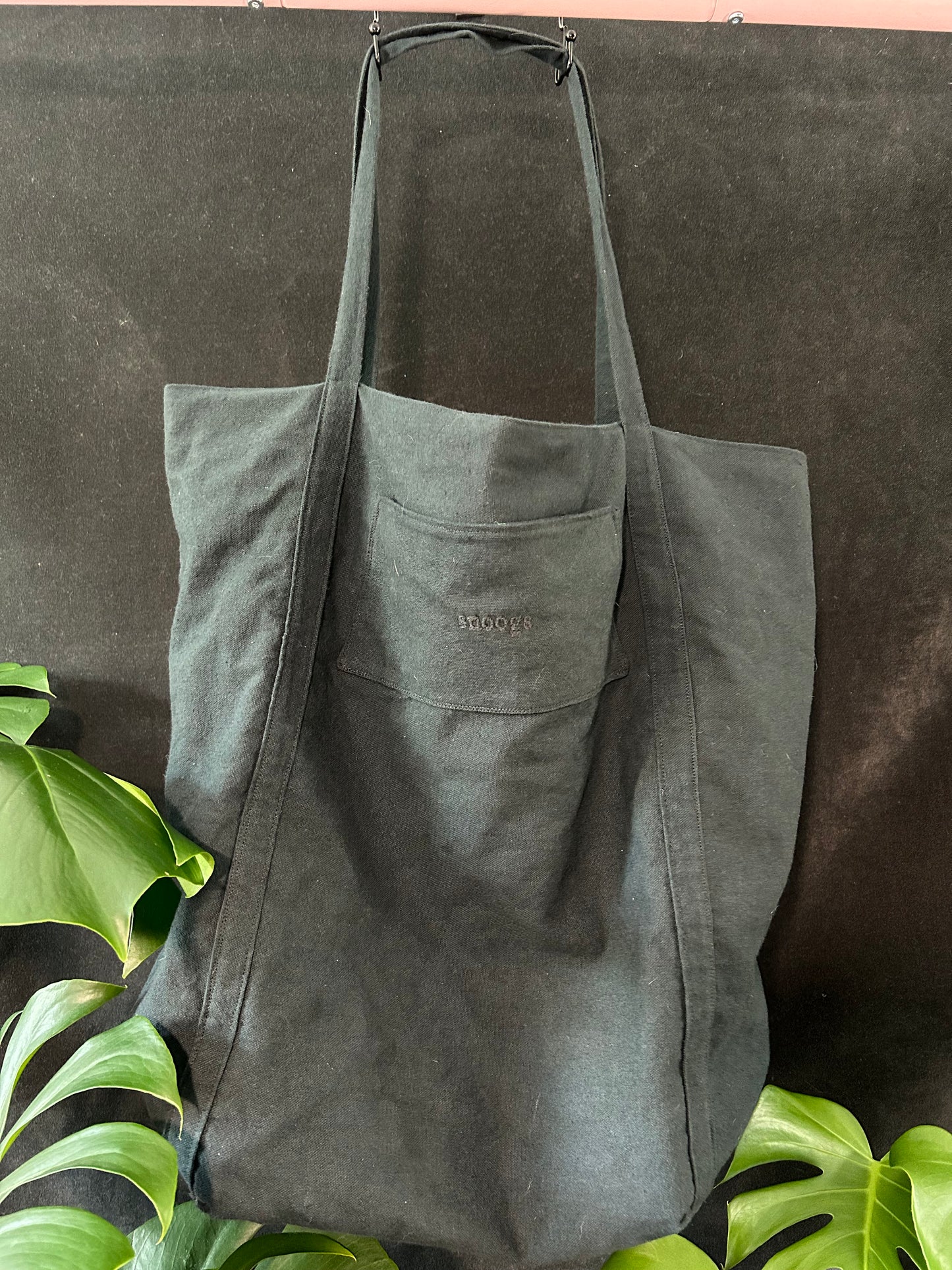 Black Cotton Lined Large Tote