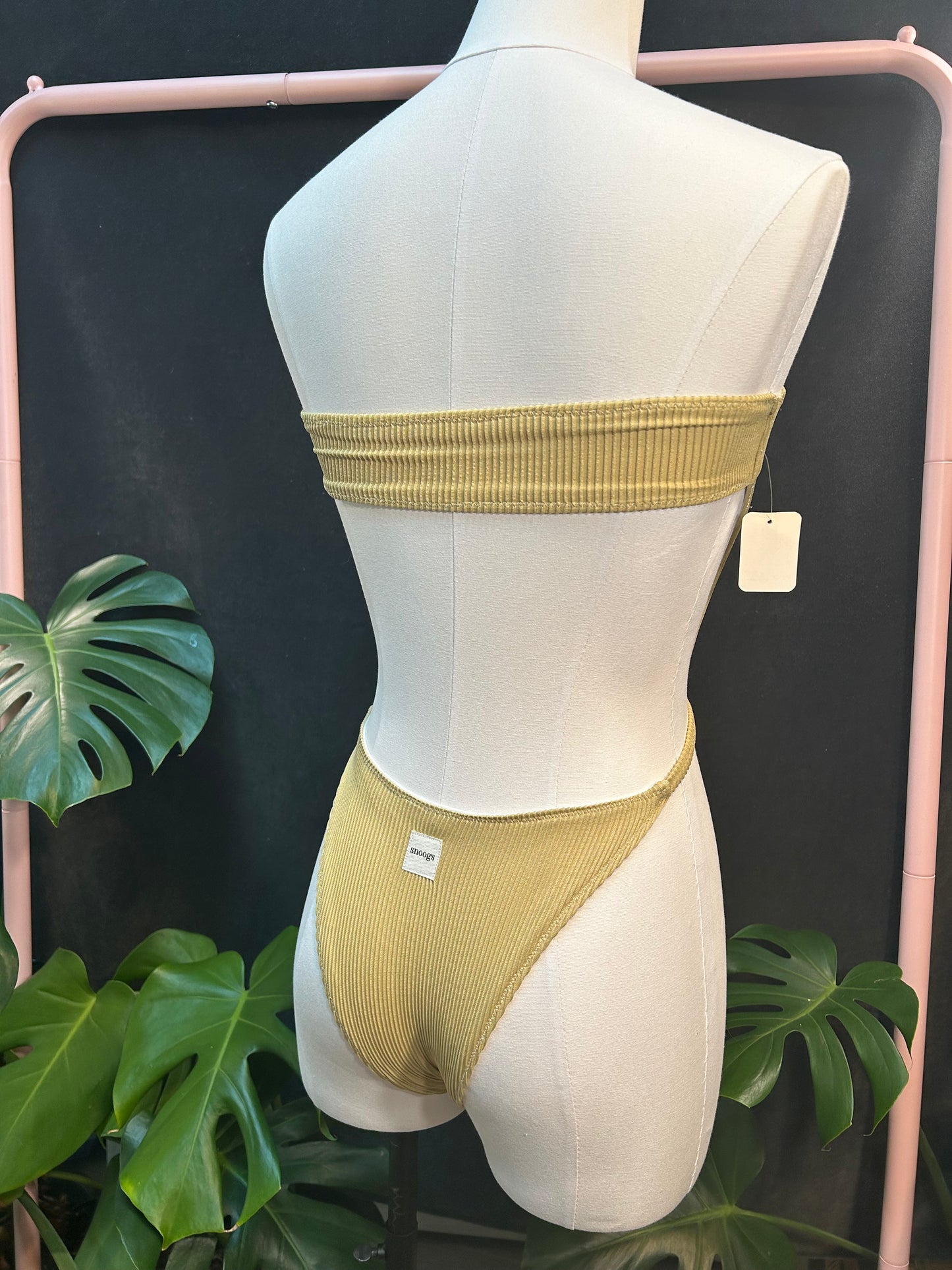 Gold Ribbed One Piece Swim